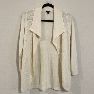 Talbots Cream Open Front Cardigan